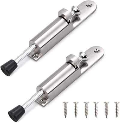 2 Stuks - Verstelbare Deurstopper - met Voetbediening - Grote Trapdeurstopper - RVS Geborsteld Nikkel Deurvanger - met Rubberen Voet - Handmatige Spring Deurhouder - voor Zware Deuren - Zilver