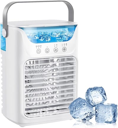 Airco - Mobiele airco - Draagbare airconditioner - Aircooler – 3-in-1 verdampingskoeler met 3 windsnelheden, groot waterreservoir, 7-kleuren nachtlampje, 2/4/6-uurs timer, luchtkoelventilator voor slaapkamer en kantoor