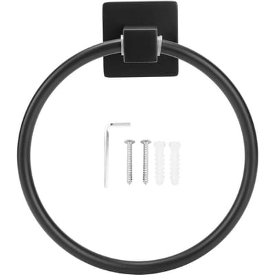 Eenvoudige Duurzame Wandmontage Ring Handdoekhouder Badkamer Ronde Handdoekrek Houder Hanger Beslag black