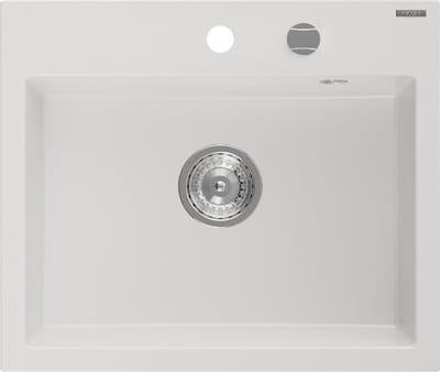 Mexen Oscar granieten spoelbak 1-kompartment 580 x 490 , wit, sifon chroom - 6519581000-20