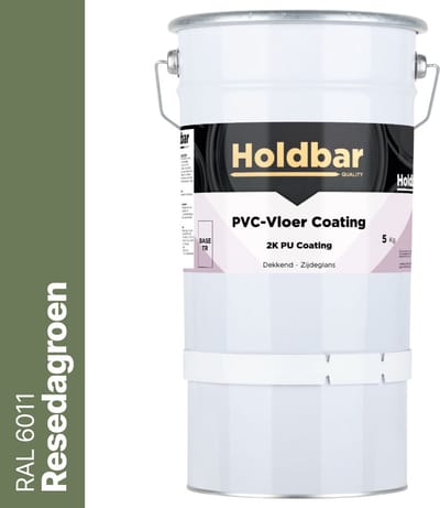 Holdbar PVC-Vloer Coating Resedagroen (RAL 6011) 5 Kg - Vloerverf - Alle kleuren - Hecht direct op PVC - Slijtvast - UV-bestendig - Gemakkelijk te reinigen - Beschermt PVC-Vloer - 2 Componenten Verf