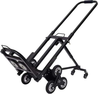 Opvouwbare Handtruck met 10 Wielen en Trapklimmer, 150 kg Draagcapaciteit voor Gemakkelijk Transport van Zware Goederen