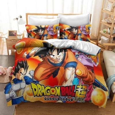 Anime 3D Dragon-Ball Dekbedovertrek,Anime Dragon-Ball Beddengoedset,Dekbed Dekbedovertrek Set Super Saiyan Beddengoedset 140x210cm 2pcs