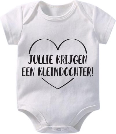 Hospitrix Baby Rompertje met Tekst Jullie Krijgen een Kleindochter | Korte Mouw | Cadeau voor Zwangerschap | Bekendmaking | Aankondiging | Aanstaande Moeder | Moederdag