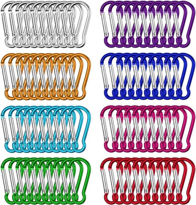 Aluminium Carabinerhaken - 80 stuks - 4.5 cm - Diverse kleuren - Voor sleutelhangers, kamperen en outdoor