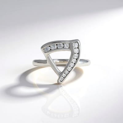 Cavill - Geometrische Zilveren Ring - 925 Sterling Zilver Platina Geplateerd - Cambodjaanse Zirkonen 0,418 ct - Elegante Damesring