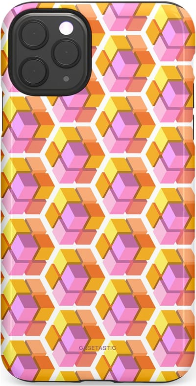Casetastic Hoesje Geschikt voor Apple iPhone 11 Pro Max - Stijlvolle Beschermende Duo-layer Case - Pastel Hex Kunst