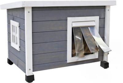 Kattenhuis voor Buiten - Kattenhok Binnen - Kattenbench - Kattenren - Grijswit