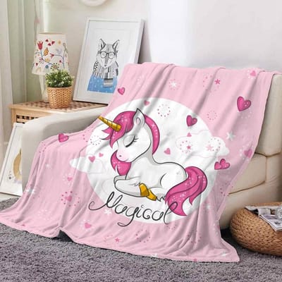 Extra Zachte Roze Eenhoorn Plaid voor Kinderen en Volwassenen - Fleece Gooi Deken 150x200 cm