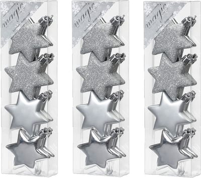 24x stuks kunststof kersthangers sterren 6 cm kerstornamenten - Kunststof ornamenten kerstversiering