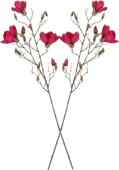 Mica Decorations Kunstbloemen Magnolia takken - 2x - 88 cm - roze - Kunst zijde - Boeket - stelen - siertakken