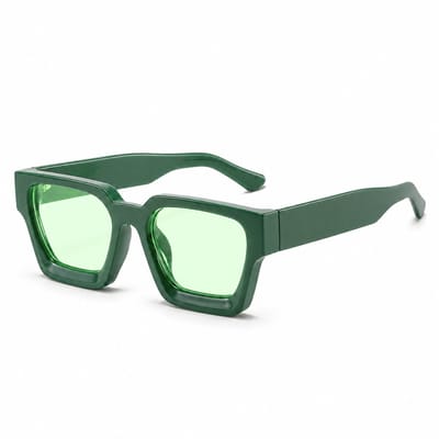 MoodLux Zonnebril Groen - Unisex - Rechthoekig Montuur met Groene Glazen - Retro Festivalbril - UV400 Bescherming