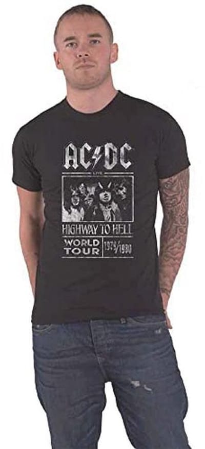 Heren T-Shirt Highway to Hell Wereldtour 1979/80