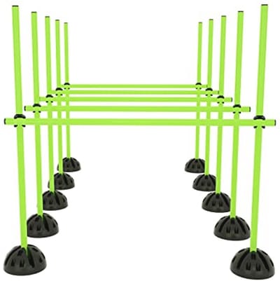 Set van springstangen voor conditioning training - Sprongkracht, Dribbelen en Beweeglijkheid (15 stangen - 100 cm, 10 X-standaarden, 10 clips) - Groen