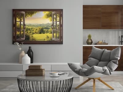 Canvas Schilderij - Landschappen - Ram me Uitzicht - 60x40x2 cm