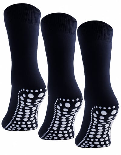 Budino® Huissokken Anti Slip Set - 3 paar - Dikke Antislip Sokken - Gripsokken - Dikke Yoga Pilates Sokken - maat 35-38 - Blauw