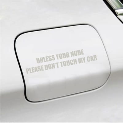 Bumpersticker - Unless Your Nude - 3,5 X 18,5 - Zilver