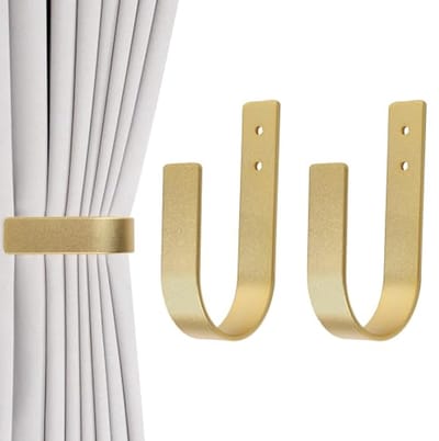 Moderne U-vormige gordijnhouders - massief aluminium - 2 stuks (goud)