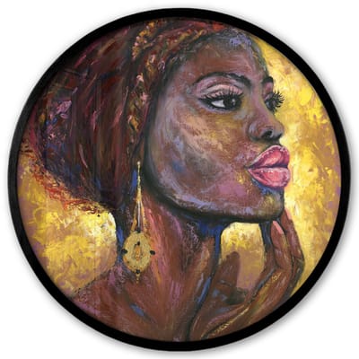 Poster in lijst Rond - Fotolijst 40x40 cm - Posters - Schilderij - Olieverf - Goud - Vrouw - Ronde posterlijst zwart - Decoratie - Wanddecoratie woonkamer - Muurdecoratie slaapkamer