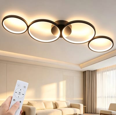 NETTLIFE Plafondlamp LED - 100cm - zwart - 3000-6000K Dimbaar - 56W Plafondverlichting - modern - Ring Design - 4-Lichts - met Afstandsbediening - voor Slaapkamer | Woonkamer | Kantoor | Keuken