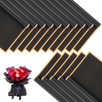 QTTVBTNA - 20 Stuks Bloemen Inpakpapier - Cadeaupapier – Waterdicht Geschenkpapier voor Boeketverpakking – Voor DIY Decoratie,Bloemen,verjaardag,bloemistenbenodigdheden,huwelijks- en jubileumcadeaus – 54x54 cm - Zwart