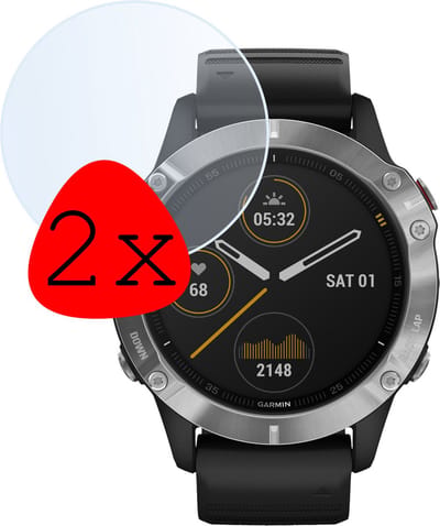 Screenprotector - 2 Stuks Geschikt voor Garmin Fenix 6 - Extra Sterk - Tempered Glass - Gehard Glas - Beschermglas Screen Cover - Bescherm Protector voor Smartwatch