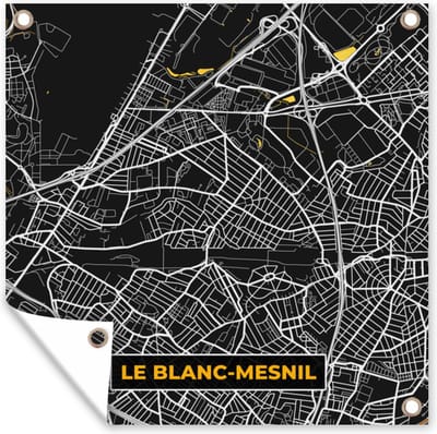 Tuin poster Le blanc-Mesnil – Plattegrond – Frankrijk – Kaart – Stadskaart - 200x200 cm - Tuindoek