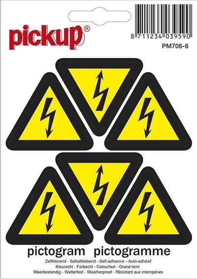 Mini picto's 4,5 cm 6 per vel - Gevaarlijke elektrische spanning