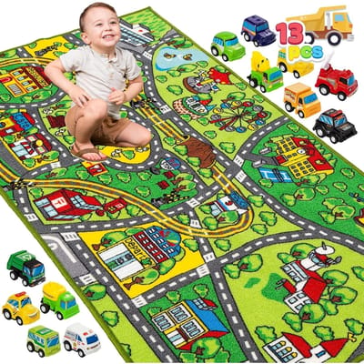 Speelkleed met 12 Pull-Back Auto's Collectie ontworpen voor Kinderen Leeftijd 3+ Jumbo Geniet Kamerkleed Stad Spelen Geniet Meerdere Kleuren
