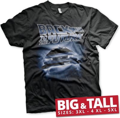 Back To The Future Flying Delorean Big & Tall T-shirt Zwart