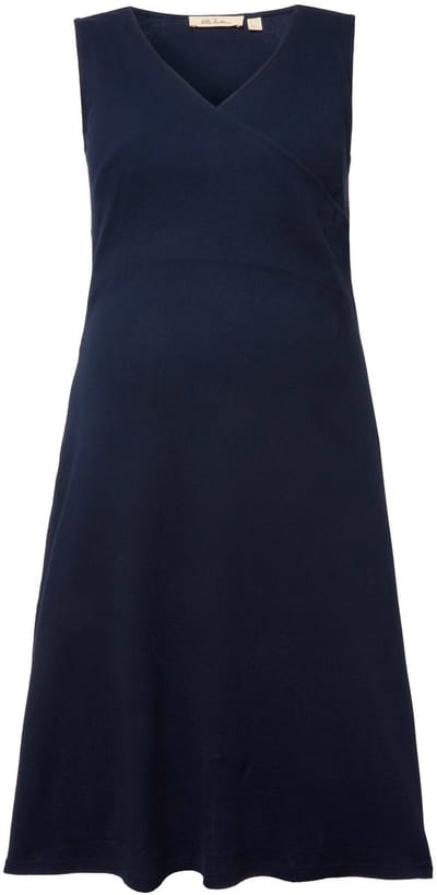 Ulla Popken - Dames - Jurk borstvoedingsfunctie ribjersey wikkellook mouwloos - Marine - Maat 46+