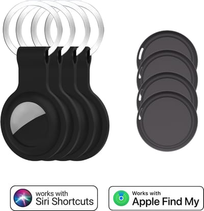 GPS Trackers Geschikt voor Apple iPhone 4 Stuks – Zwarte Bluetooth Tracker – Sleutelhanger – Werkt met Find My – WiseQ