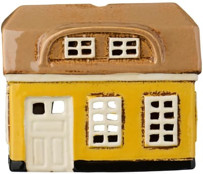 Ib Laursen - Keramieken Huisje Ebeltoft - Geel - Waxinelichthouder
