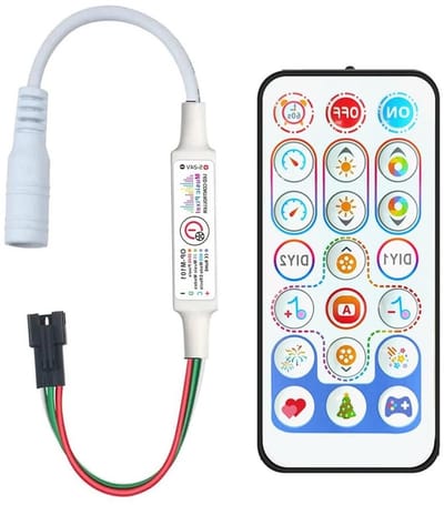 LED Music Sync Controller met 21 Toetsen Afstandsbediening - Geschikt voor WS2811, WS2812B, SK6812 LED Strips, 600+ Lichteffecten en 26 Audio Modus Opties voor Creatieve Verlichting