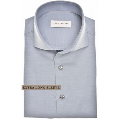 John Miller Overhemd Extra Long Sleeve 7 Wide Spread Collar Cotton Non-Iron Mouwlengte 7 Midden Blauw / male