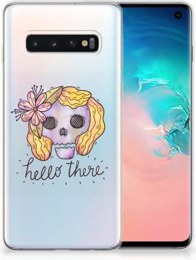 Silicone Back Case Samsung Galaxy S10 Boho Skull