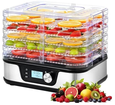 Lunekiss Voedseldroger BPA-vrij met digitale timer - dehydrator met temperatuurregeling 35-70°C en 400W droogcapaciteit - 5 trays