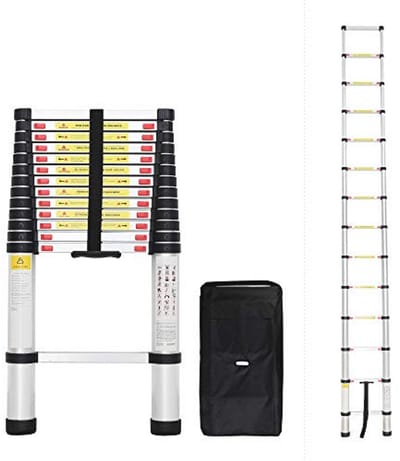 Telescopische Vouwladder 4,1 Meter - 150 kg Belastbaarheid - Antislip - Opvouwbaar met Draagtas