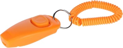 Hondentrainingshulpmiddel: Clicker en Fluitje 2-in-1 - Oranje, 8 cm
