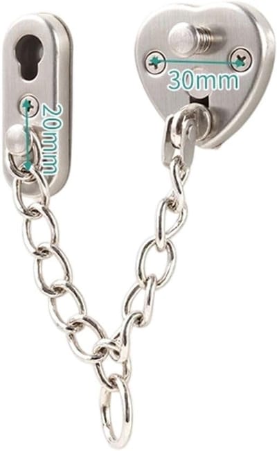 Veiligheidsketting Deur - Deurbeveiliging Ketting - Extra Beveiliging - Roestvrij Staal - 5 x 3 cm - Zwart