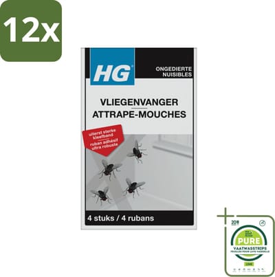 HG X Vliegenvanger 4 stuks per verpakking - Voordeelverpakking - 12 stuks - Vliegenvanger - Vliegen bestrijden
