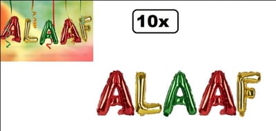 10x Folieballon Alaaf rood/geel/groen - te vullen met lucht - Carnaval thema feest raam decoratie fun
