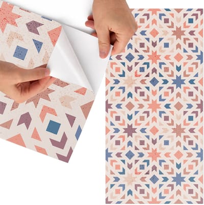 Tulup Meubelfolie - Geometrische mozaïek Decoratiefolie - 75x150 cm - Beige Meubelfolie - Decoratiefolie - Geometrische Meubelfolie - Meubel Wrap Folie - Woonkamer decoratie - Achtergronden en patronen