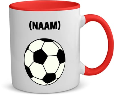 Akyol - voetbal met eigen naam koffiemok - theemok - rood - Voetbal - voetballer - sport - 350 ML inhoud