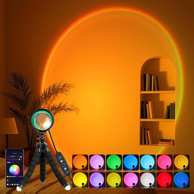 Sunset Lamp, Zonsonderganglamp, LED Lichtprojector 360° Draaibaar, Romantische Visuele Slimme, USB-Aansluiting, Visuele Lamp ideaal voor Foto's, Selfies en Woonkamerdecoratie
