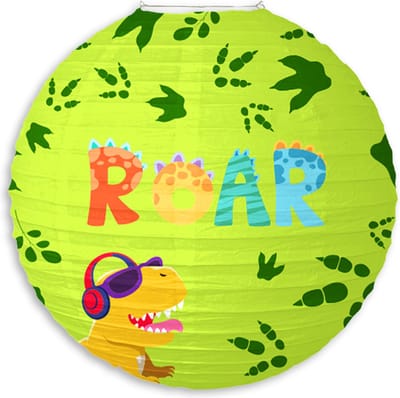 LUQ - Dino - Lampion - Sint Maarten - Lampionstokje - Zonder - Lichtje - Treklampion - Papier - Kind - Groen - Versiering - 1 Stuk