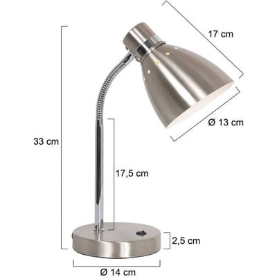 Tafellamp Spring 3391ST Staal E27 fitting - Modern design, gemaakt van staal, kunststof en elektronica, ideale binnenverlichting van Steinhauer