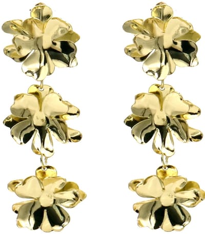 Oorbellen bloemen - goudkleurig - 7 cm