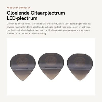 Dailygoods - Gloeiende Gitaarplectrum - LED-plectrum - Oplichtend voor Oefenen en Optreden - Wit Groen Paars - Akoestische Gitaar - 3 Stuks