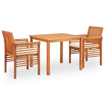 vidaXL - 3-delige - Tuinset - met - kussens - massief - acaciahout